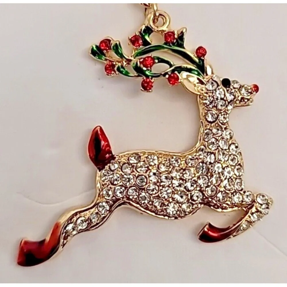 Set of 3 Christmas Keychains Reindeer, Joy, Candy Cane Gold Color